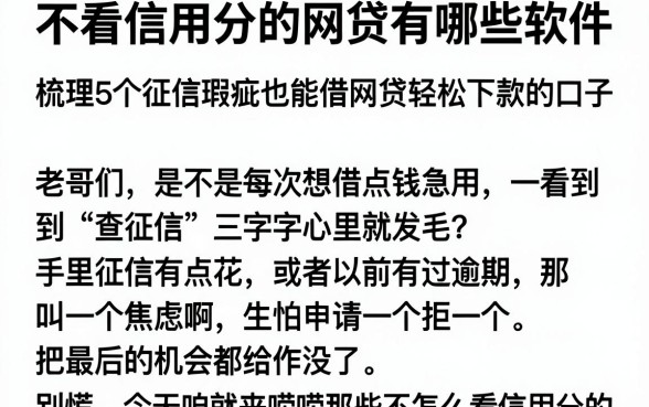 不看信用分的网贷有哪些软件，梳理5个征信瑕疵也能借网贷轻松下款的口子