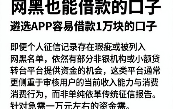 网黑也能借款的口子,遴选五个APP容易借款1万块的口子