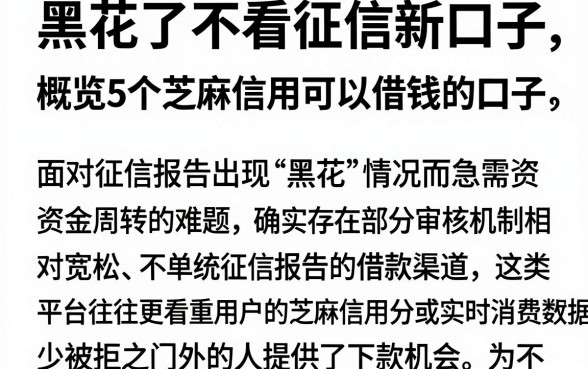 黑花了不看征信新口子，概览5个芝麻信用可以借钱的口子