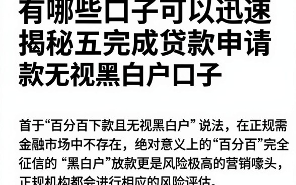有哪些口子可以迅速完成贷款申请,揭秘五个百分百下款无视黑白户口子