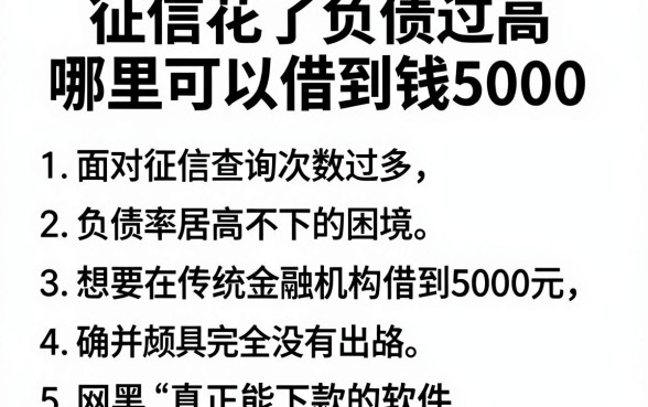 征信花了负债过高哪里可以借到钱5000,罗列5个网黑真正能下款的软件