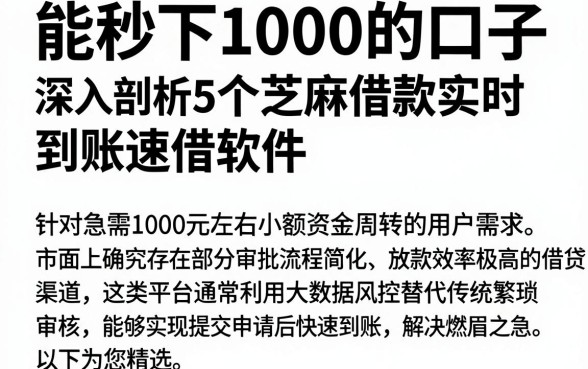 能秒下1000的口子,深入剖析5个芝麻借款实时到账速借软件