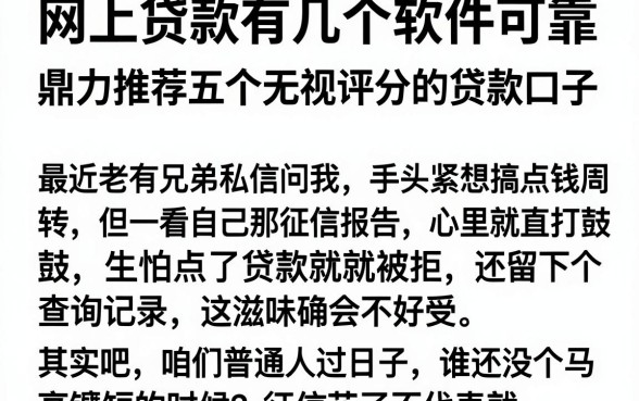 网上贷款有几个软件可靠，鼎力推荐五个无视评分的贷款口子