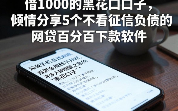 借1000的黑花口子，倾情分享5个不看征信负债的网贷百分百下款软件