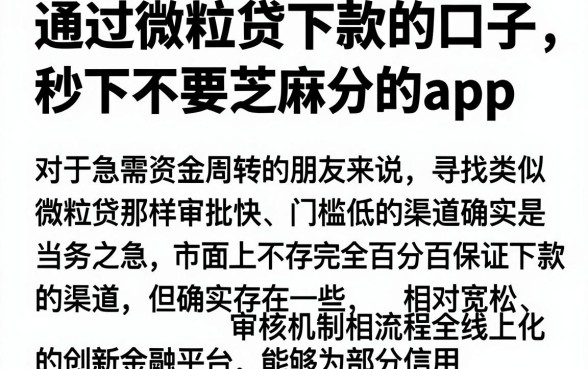 通过微粒贷下款的口子,胪列5个金融创新秒下不要芝麻分的app
