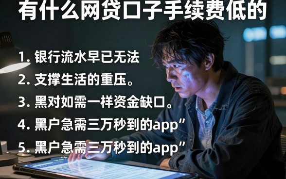 有什么网贷口子手续费低的，条列五个黑户急需三万秒到的的app