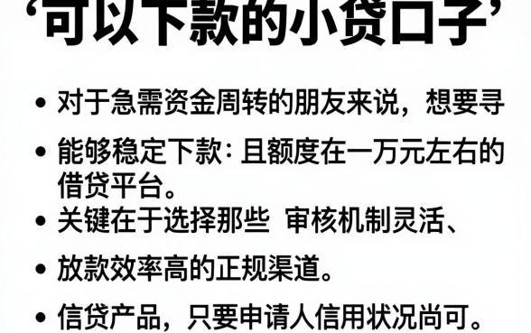 可以下款的小贷口子,条列五个APP容易借款1万块的平台