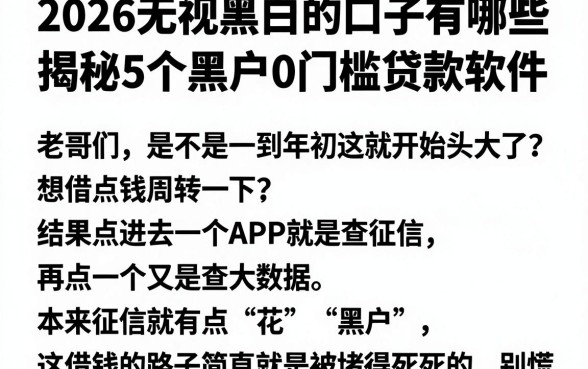 2026无视黑白的口子有哪些，揭秘5个黑户0门槛贷款软件