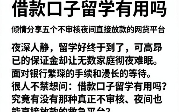 借款口子留学有用吗，倾情分享五个不审核夜间直接放款的网贷平台