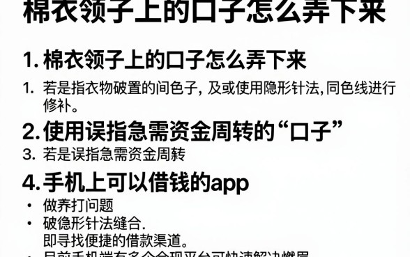 棉衣领子上的口子怎么弄下来，详尽说明五个手机上可以借钱的app