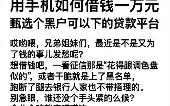用手机如何借钱一万元,甄选五个黑户可以下的贷款平台