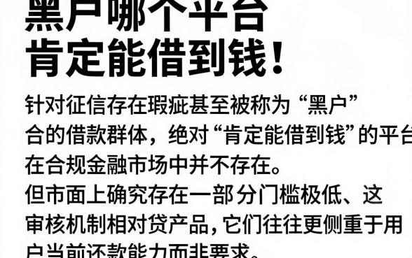 黑户哪个平台肯定能借到钱,详尽说明五个征信瑕疵也能借网贷轻松下款的app