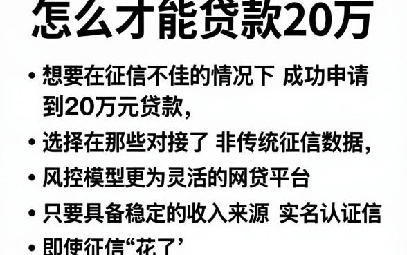 怎么才能贷款20万,整理五个征信花了可以借钱的网贷软件