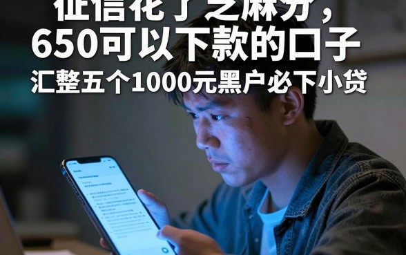 征信花了芝麻分650可以下款的口子,汇整五个1000元黑户必下小贷