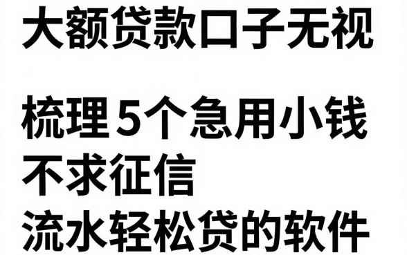 大额贷款口子无视黑白，梳理5个急用小钱不求征信流水轻松贷的软件