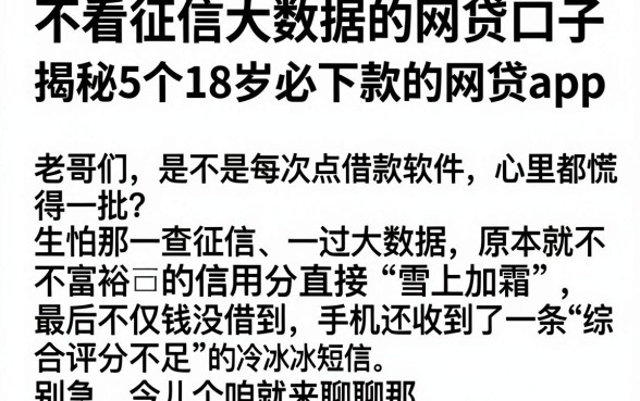 不看征信大数据的网贷口子,揭秘5个18岁必下款的网贷app