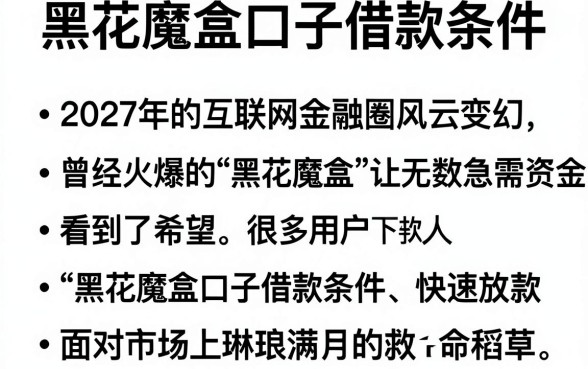 黑花魔盒口子借款条件,条列五个不看负债秒下款的网贷软件