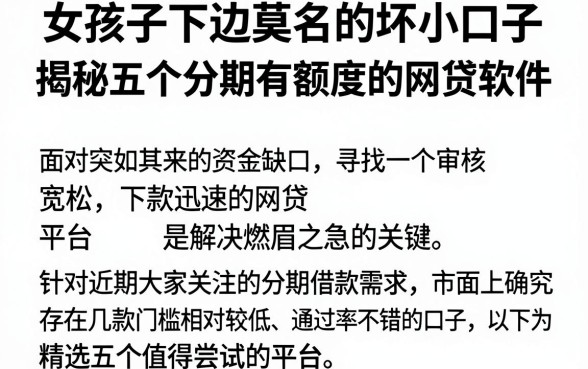 女孩子下边莫名的坏小口子,揭秘五个分期有额度的网贷软件