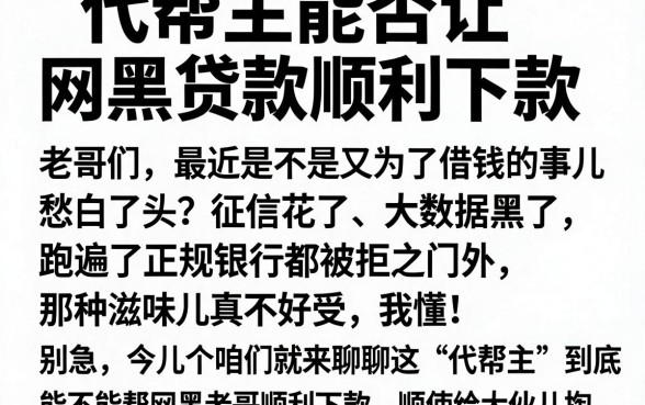 代帮主能否让网黑贷款顺利下款,陈列五个无视花黑烂户能下款的网贷