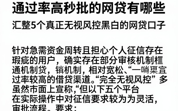 通过率高秒批的网贷有哪些，汇整5个真正无视风控黑白的网贷口子