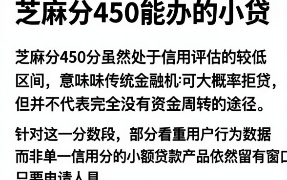 芝麻分450能办的小贷，细致阐述五个比较好的小额贷款口子