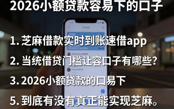 2026小额贷款容易下的口子,条列5个芝麻借款实时到账速借app