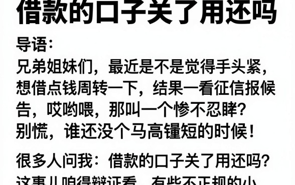 借款的口子关了用还吗，精选5个不看欠款的贷款口子