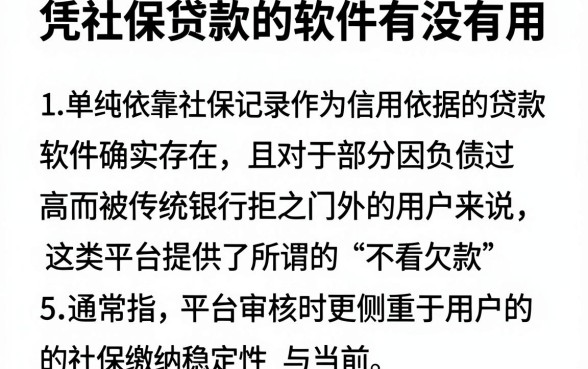 凭社保贷款的软件有没有用，理出5个不看欠款的贷款口子