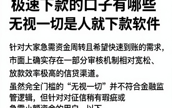 极速下款的口子有哪些,整合五个无视一切是人就下款软件