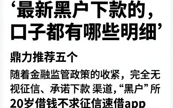最新黑户下款的口子都有哪些明细，鼎力推荐五个20岁借钱不求征信速借app