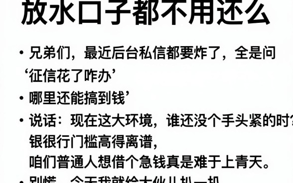 放水口子都不用还么，枚举五个看银行流水的网贷app