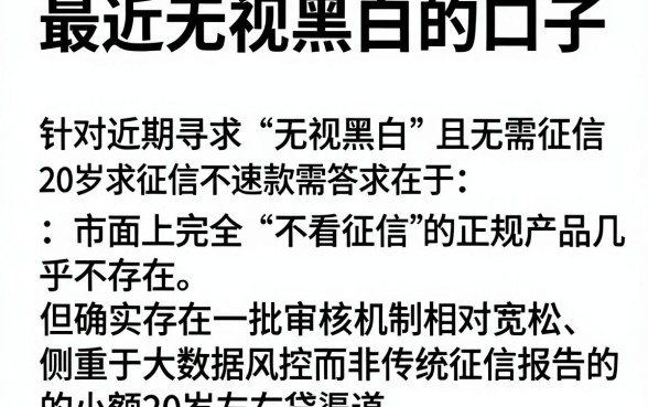 最近无视黑白的口子，详细阐述5个20岁借钱不求征信速借软件