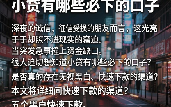 小贷有哪些必下的口子,详细阐述五个黑户快速下款的口子