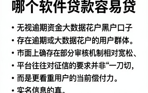哪个软件贷款容易贷,罗列五个无视逾期大数据花户黑户口子