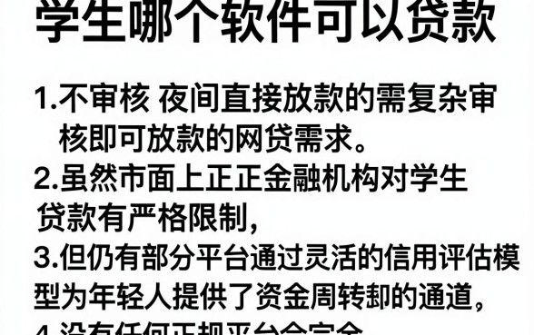 学生哪个软件可以贷款，胪列5个不审核夜间直接放款的网贷软件