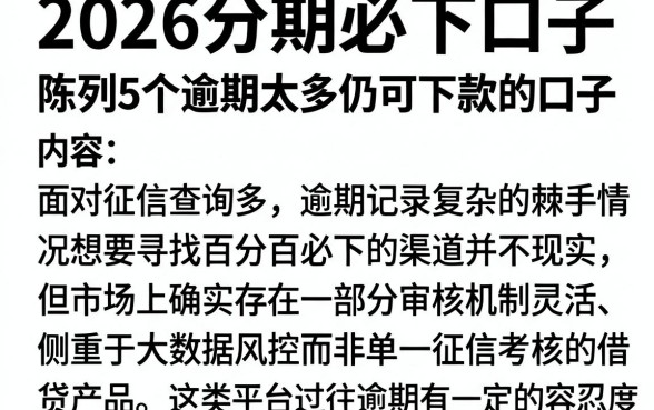 2026分期必下口子，陈列5个逾期太多仍可下款的口子