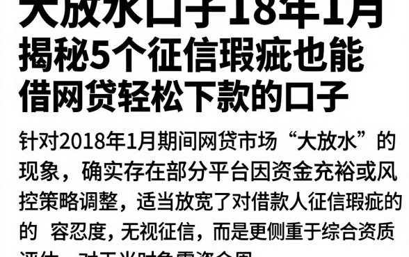 大放水口子18年1月，揭秘5个征信瑕疵也能借网贷轻松下款的口子
