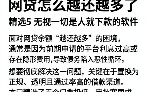 网贷怎么越还越多了，精选5个无视一切是人就下款的软件