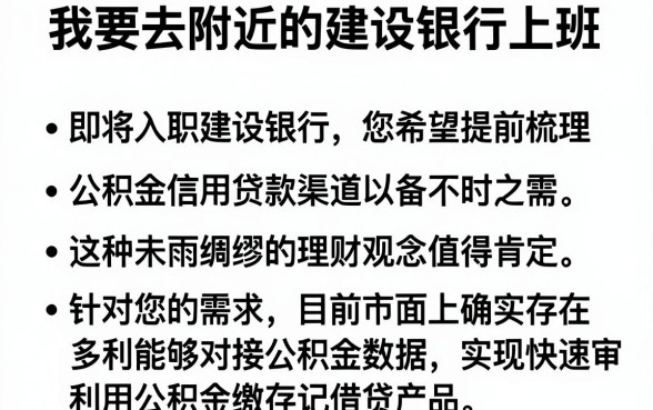我要去附近的建设银行上班，条列五个公积金快速贷款软件