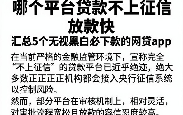 哪个平台贷款不上征信 放款快，汇总5个无视黑白必下款的网贷app