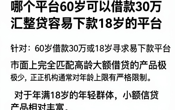 哪个平台60岁可以借款30万，汇整五个网贷容易下款18岁的平台