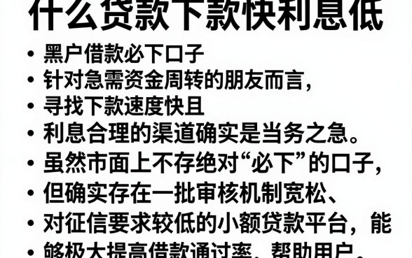 什么贷款下款快利息低，罗列五个黑户借款必下口子