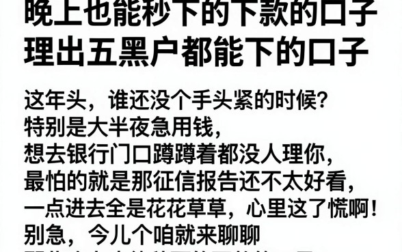 晚上也能秒下的下款的口子，理出五个黑户都能下的口子