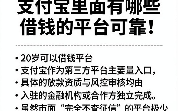 支付宝里面有哪些借钱的平台可靠，罗列五个20岁可以借钱平台不查征信的app