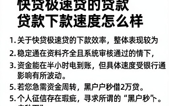 快贷极速贷的贷款下款速度怎么样，条列5个黑户借2万元秒下网贷口子app