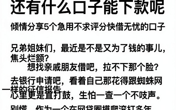 还有什么口子能下款呢，倾情分享5个急用不求评分快借无忧的口子