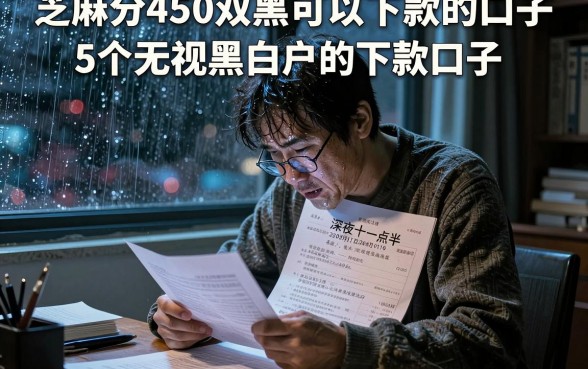 芝麻分450双黑可以下款的口子，详尽说明5个无视黑白户的下款口子