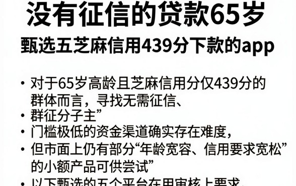没有征信的贷款65岁,甄选五个芝麻信用439分下款的app