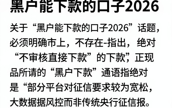 黑户能下款的口子2026,详细阐述五个不审核直接下款的口子