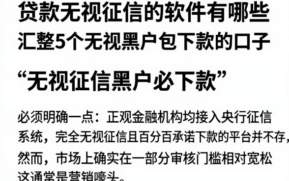 贷款无视征信的软件有哪些,汇整5个无视黑户包下款的口子